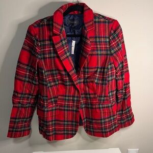 Talbots Women's Vibrant Red Plaid Blazer